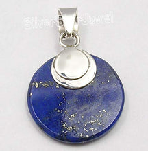 Load image into Gallery viewer, SilverStarJewel 925 Sterling Silver Natural Lapis Lazuli Flat Pendant 1.4" Christmas Day Sales
