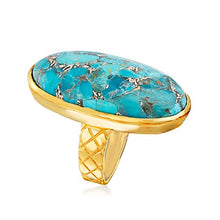Load image into Gallery viewer, Ross-Simons Mosaic Turquoise Ring in 18kt Gold Over Sterling. Size 6
