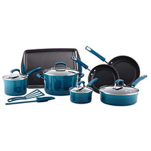 Load image into Gallery viewer, Rachael Ray Brights Nonstick Cookware Pots and Pans Set, 14 Piece, Marine Blue
