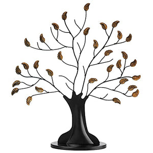Americanflat Bronze Family Tree with 12 Hanging Picture Frames 2" x 3" in Black and Adjustable Ribbon Tassels - 22"