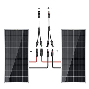 BougeRV 200W 9BB Solar Panels Kit with Solar Connectors Y Branch Parallel Adapter Cable and 20FT 10AWG solar cable