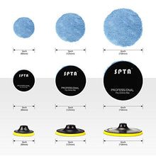 Load image into Gallery viewer, SPTA Microfiber Polishing Pads, 14pcs 3&quot; 5&quot; 6&quot; Microfiber Buffing Pad Kits Removing Wax Buffer Pads Microfiber Cutting Disc Micro Fiber for DA/RO Car Polisher Polishing,Buffing,Waxing and Cleaning
