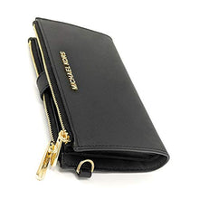 Load image into Gallery viewer, Michael Kors Women&#39;s Jet Set Travel Double Zip Wristlet, Black Saffiano, One Size
