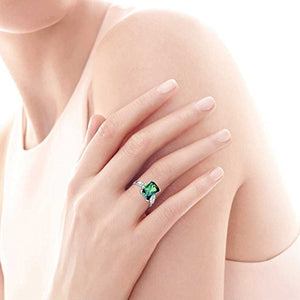 BONLAVIE Sterling Silver 925 Friendship & Love Ring with Created Green Emerald Cubic Zirconia Size 8