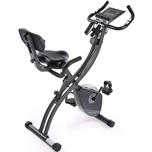 MaxKare Folding Magnetic Upright Exercise Bike w/Pulse Sensor/LCD Monitor Indoor Cycling Bike Stationary Bike Recumbent Exercise Bike with Arm Resistance Bands, Perfect for Home Use