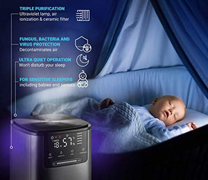 Premium Ultrasonic Cool & Warm Mist Humidifier - Top-Filling - Whisper Quiet Humidifier for Bedroom, Large Room, Babies, Home - 4L Capacity, 30H Humidifying - for Dry Cough, Nose, Skin & Eyes