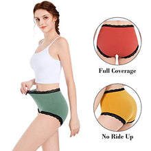 Load image into Gallery viewer, High Waisted Cotton Underwear For Women,Breathable Soft High Waist Briefs Stretch Lace Ladies Panties For Women (Multicolor- 5 Packs-S)
