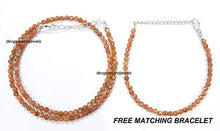 Load image into Gallery viewer, Peach Moonstone Necklace FREE BRACELET Natural Chocolate Moonstone Faceted Beads Necklace Moonstone Gemstone Necklace June Birthstone Gift.

