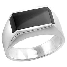 Load image into Gallery viewer, Sterling Silver Black Obsidian Ring for Men Slim Rectangular Flat Solid Back Handmade, Size 10
