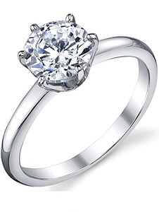 1.25 Carat Round Brilliant Cubic Zirconia CZ Sterling Silver 925 Wedding Engagement Ring Size 6