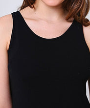 Load image into Gallery viewer, Eileen Fisher Scoop Neck F/L Dress Black Viscose Jersey SM
