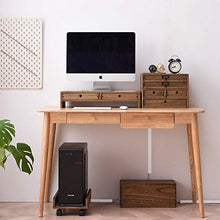Load image into Gallery viewer, Kirigen Wood Monitor Stand with 2 Drawers - Computer Arm Riser Desk Storage Organizer,Speaker TV Laptop Printer Stand with Pen Slot and Cable Management,Dark Brown Desktop Shelf for Office DBR-2PMJ
