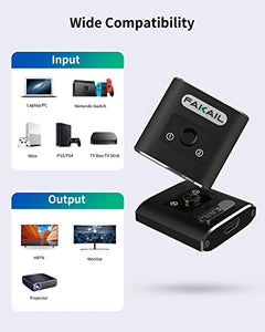 HDMI Switch 4K 60Hz HDMI Splitter FAKAIL HDMI 2.0 Switcher 2 in 1 Out & 1 in 2 Out Bi-Directional HDMI Splitter Support 4K 3D HDR for Xbox PS4 Blu-Ray Player Fire Stick Roku HDTV Monitor