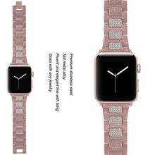 Load image into Gallery viewer, hooroor Bling Bands Compatible Apple Watch Band 38mm 40mm/42mm 44mm iWatch Series 6 SE 5 4 3 2 1 for Women Men, Diamond Rhinestone Bracelet Stainless Steel Metal Replacement Wristband Strap, Rose Gold
