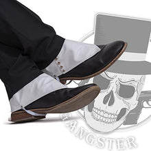 Load image into Gallery viewer, Skeleteen Costume White Gangster Spats - Roaring 20s Steampunk Dress Up Faux Leather Costume Shoe Cover White Spats with Silver Studs for Adults
