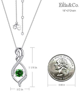 Emerald Necklace for Mom Women Wife Forever Love Infinity Pendant Necklace Birthday Gifts Jewelry for Wife Women Anniversary Gift for Her Sterling Silver