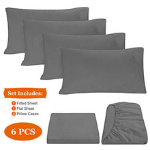 Load image into Gallery viewer, BYSURE Hotel Luxury Bed Sheets Set 6 Piece(Queen, Grey) - Super Soft 1800 Thread Count 100% Microfiber Sheets with Deep Pockets, Wrinkle &amp; Fade Resistant
