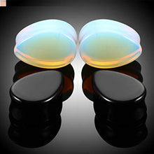 Load image into Gallery viewer, HQLA 2 Pairs Teardrop Clear Opalite Moonstone &amp; Black Obsidian Natural Stone Plug Tunnels Ear Gauges Expanders Stretcher Body Piercings (0g(8mm))
