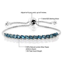 Load image into Gallery viewer, Gem Stone King 925 Sterling Silver London Blue Topaz Women&#39;s Tennis Bracelet (1.50 Total Carat Weight, Gemstone Birthstone, Fully Adjustable)

