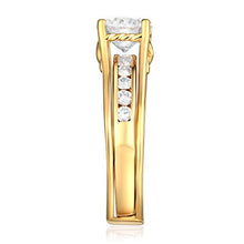 Load image into Gallery viewer, TWJC 14k Yellow Gold Solid Engagement Ring &amp; Wedding Band Set - Size 7.5
