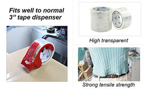 12 Rolls Clear Packing Tape Rolls with Free Dispenser, Heavy Duty Refill Tape for Shipping Moving and Packaging, 2.4Mil 1.88 Inch x 60 Yard, BOMEI PACK