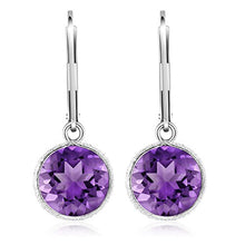 Load image into Gallery viewer, Gem Stone King 925 Sterling Silver Purple Amethyst Leverback Dangle Earrings For Women 8.00 Ctw Beautiful Gemstone Birthstone
