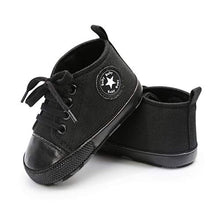Load image into Gallery viewer, BENHERO Baby Girls Boys Canvas Shoes Toddler Infant First Walker Soft Sole High-Top Ankle Sneakers Newborn Crib Shoes(12-18 Months M US Infant),G-Black
