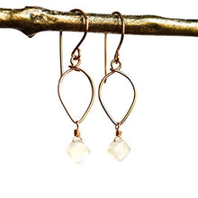 Load image into Gallery viewer, Rainbow Moonstone Earrings Lotus Loop 14/20 Rose Gold-Filled June Birthstone
