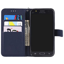 Load image into Gallery viewer, Leather Wallet Phone Case for Samsung Galaxy J3 V/J 3 2016/J36V/Sky/Express Prime/Amp Prime with Credit Card Holder Slot Kickstand Cover and Cell Accessories Glaxay Sol J3V J36 J320V J320A Cases Blue
