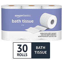 Load image into Gallery viewer, Amazon Basics 2-Ply Toilet Paper 5 Packs, 6 Rolls per pack (30 Rolls total) (Previously Solimo)
