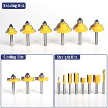 Load image into Gallery viewer, MNA Router Bits 35 Pcs Set, 35 Pieces 1/4 Inch Shank Router Bit Kit. American Router Bit Set Complete Set.
