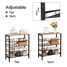 Load image into Gallery viewer, HOOBRO Shoe Rack, 5-Tier Shoe Storage Unit Flat &amp; Slant Adjustable Shoe Organizer Shelf for 16 Pairs, Durable and Stable, for Entryway, Hallway, Closet, Dorm Room, Industrial, Greige BG01XJ01
