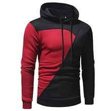 Load image into Gallery viewer, Baniupa Men Color Block Contrasting Casual Color Blocking Hooded Pullover Long Sleeve Sports Sweatshirt Fashion Hoodie(Red,M)
