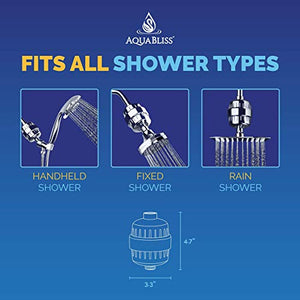 AquaBliss Revitalizing Shower Filter w/ 1 Replaceable Multi-Stage Filter Cartridge Inside - Plus 3 Extra SFC100 Filter Cartridges (Exclusive Bundle)