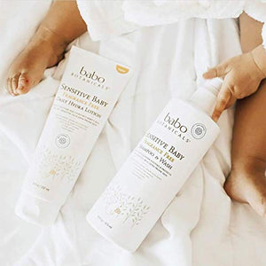 Babo Botanicals Sensitive Baby 2-in-1 Shampoo & Wash With Natural Oat Protein, Shea and Cocoa Butter, Fragrance-Free, Vegan - 16 oz.