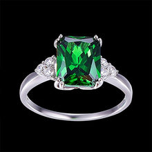 Load image into Gallery viewer, BONLAVIE Sterling Silver 925 Friendship &amp; Love Ring with Created Green Emerald Cubic Zirconia Size 8
