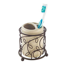 Load image into Gallery viewer, iDesign Twigz Ceramic Toothbrush Holder Stand for Bathroom, Vanity Countertops in Master, Guest, and Kids&#39; Bathrooms, 3.7&quot; x 3.7&quot; x 4.1&quot;, Vanilla and Bronze
