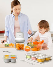 Load image into Gallery viewer, Baby Food Maker, HEYVALUE 13-in-1 Baby Food Processor Set for Baby Food, Fruit, Vegatable, Meat, Baby Food Blender with Baby Food Containers, Baby Food Freezer Tray, Silicone Spoons, Silicone Spatula (Gray)
