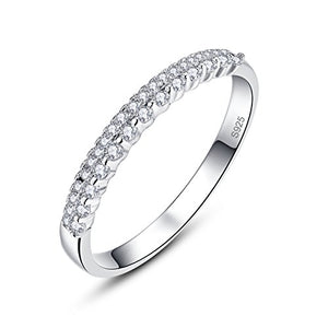 AVECON Women's 925 Sterling Silver Round Cut White CZ Solitaire Engagement Rings Band Size 6