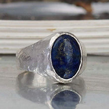 Load image into Gallery viewer, Bold Collection By Omer Large Lapis Men&#39;s Ring Handmade 925 Sterling Silver
