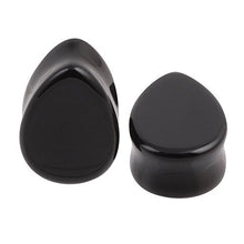 Load image into Gallery viewer, HQLA 2 Pairs Teardrop Clear Opalite Moonstone &amp; Black Obsidian Natural Stone Plug Tunnels Ear Gauges Expanders Stretcher Body Piercings (0g(8mm))
