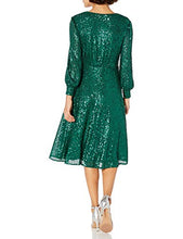 Load image into Gallery viewer, Tahari ASL Women's Stretch Wrap Dress, Emerald Sequin, 14W
