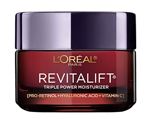 L’Oreal Paris Skincare Revitalift Triple Power Anti-Aging Face Moisturizer with Pro Retinol, Hyaluronic Acid & Vitamin C to reduce wrinkles, firm and brighten skin, 1.7 Oz