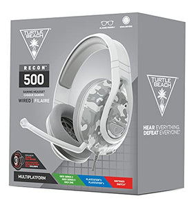Turtle Beach Recon 500 Multiplatform Gaming Headset for Xbox Series X, Xbox Series S, Xbox One, PS5, PS4, PlayStation, Nintendo Switch, Mobile, & PC with 3.5mm - 60mm Dual Drivers, Memory Foam - White