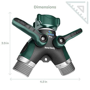 2WAYZ- Hose splitter, two way heavy duty, garden faucet, faucet splitter, hose y splitter, garden hose y splitter, hose bib splitter, all metal