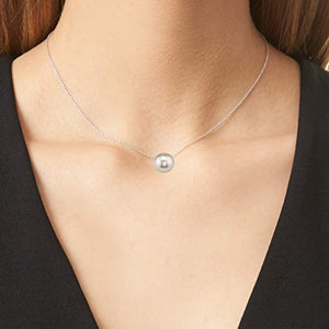 14K Gold 10-11mm Freshwater Cultured Floating Pearl Tin Cup Chain Necklace Jewelry for Women 17" (White, white-gold)