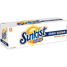 Load image into Gallery viewer, Sunkist Zero Sugar Orange Soda, 12 fl oz cans, 12 pack
