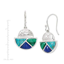 Load image into Gallery viewer, Silpada &#39;Modern Geo&#39; Natural Malachite, Lapis, Compressed Turquoise Drop Earrings in Sterling Silver
