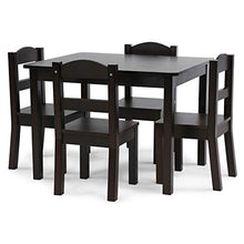 Load image into Gallery viewer, Humble Crew Kids Wood Table &amp; 4 Chair Set, 5-Piece, Espresso
