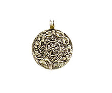 Load image into Gallery viewer, Handmade Tibetan Ethnic Tribal Gypsy Authentic Turquoise Gemstone Pendant for Woman &amp; Men 925 Oxidized Silver Plated Round Fashion Fish Engraving Boho Amulet Pendant Jewelry
